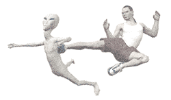 Man kicking alien