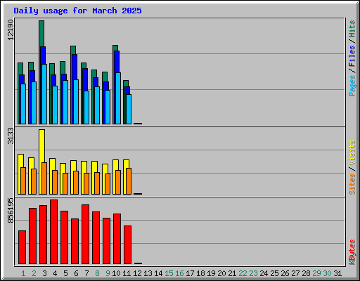 Daily usage for March 2025