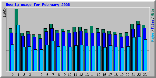 Hourly usage for February 2023