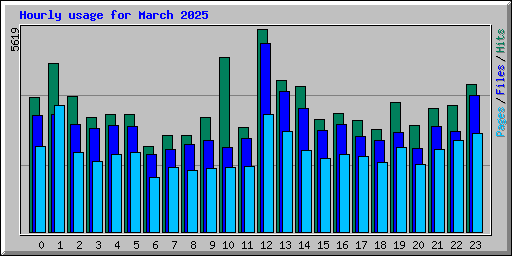 Hourly usage for March 2025